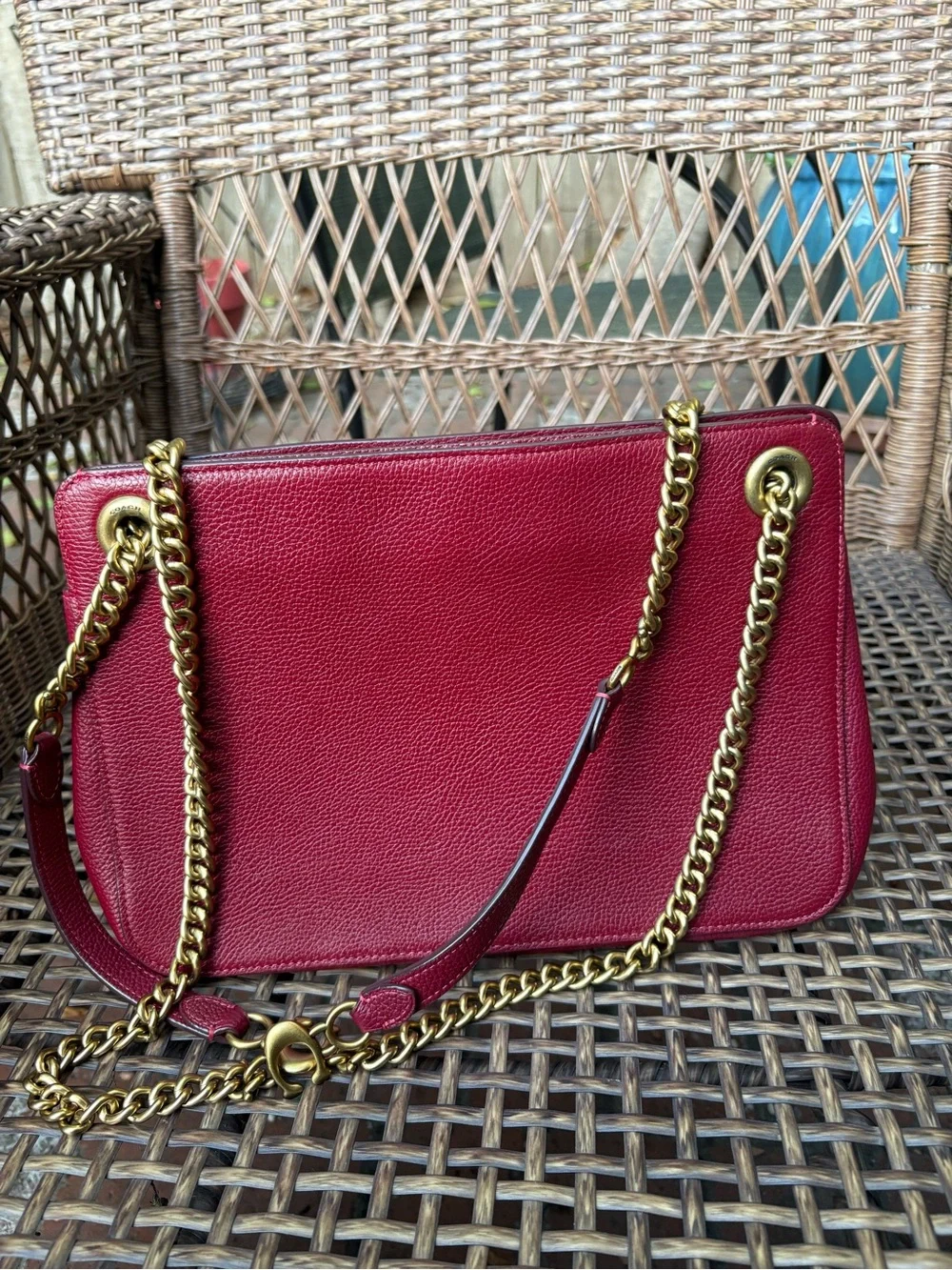 Coach Bryant Convertible Carryall In Brass/Deep Red - Picture 13 of 16